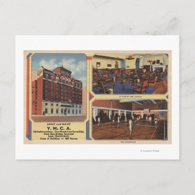 Cartão Postal Anúncio para o edifício Exército/Marinho Y.M.C.A. (Frente)