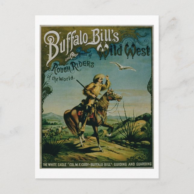 Cartão Postal Anúncio para o Oeste e Co Selvagem de Buffalo Bill (Frente)