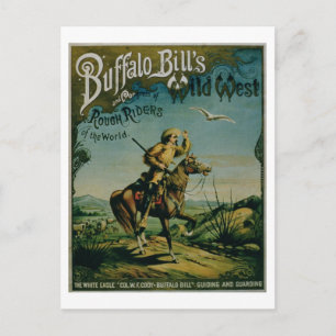 Cartão Postal Anúncio para o Oeste e Co Selvagem de Buffalo Bill