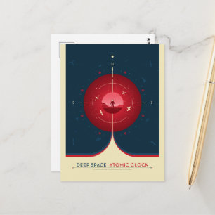 Cartão Postal Anúncio Sci-Fi, Relógio Atômico Vermelho, Espaço P