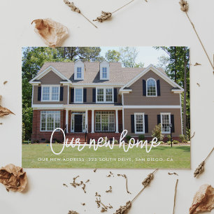 Cartão Postal Anúncio simples de mudança com foto