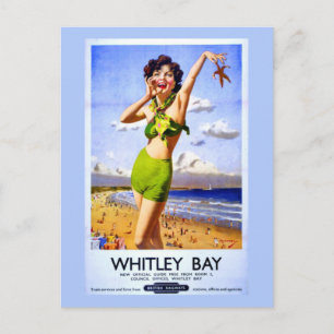 Cartão Postal Anúncio Whitley Bay Vintage