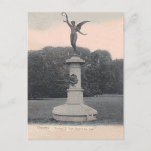 Cartão Postal Anvers, Statue J van Beers au parc