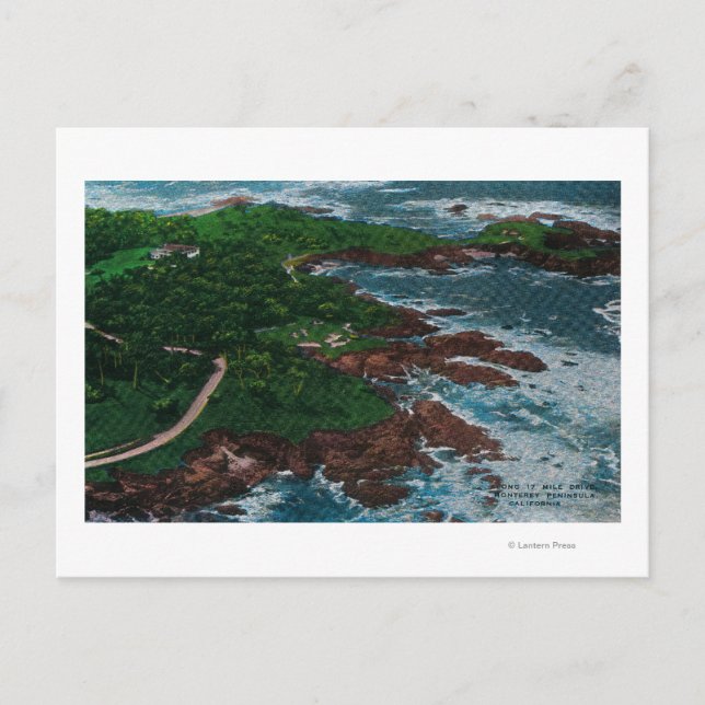 Cartão Postal Ao longo de 17 milhas na Península de Monterey (Frente)