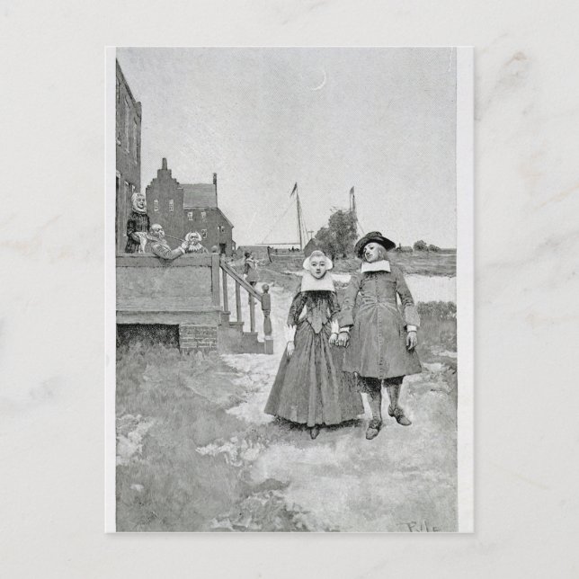 Cartão Postal Ao longo do Canal em Manhattan Antigo (Frente)