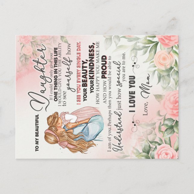 Cartão Postal Ao Meu Presente De Filha, À Filha De Amor E À Mãe (Frente)