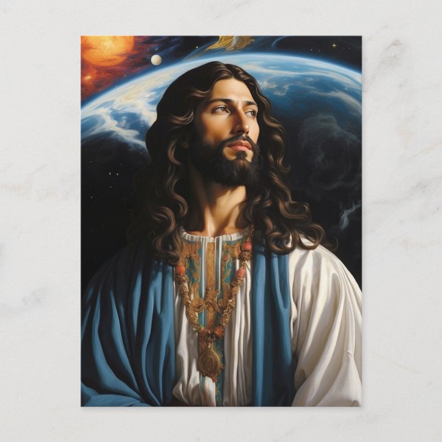 Cartão Postal *~* AP50 Universo Fantasia com o Planeta Terra (Frente)