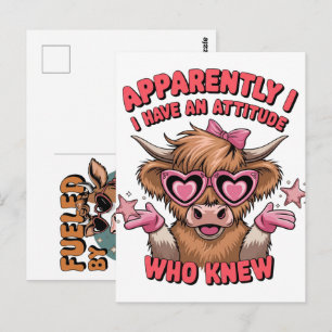 Cartão Postal Aparentemente Eu Tenho Uma Atitude Design de Vaca