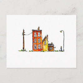 Cartão Postal Apartamento de Aquarela com Luz de Rua