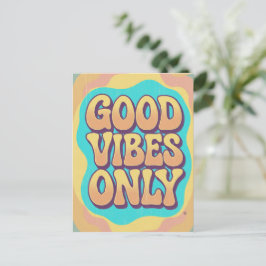 Cartão Postal Apenas boas vibrações estilo retrô groovy