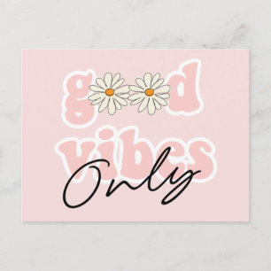 Cartão Postal Apenas Boas Vibrações Slogan Hippie dos Anos 70