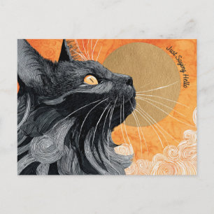 Cartão Postal Apenas Dizendo "Olá" Cartaz de Gato