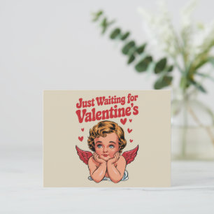 Cartão Postal Apenas esperando pelo bebê Cupido retrô do Dia dos