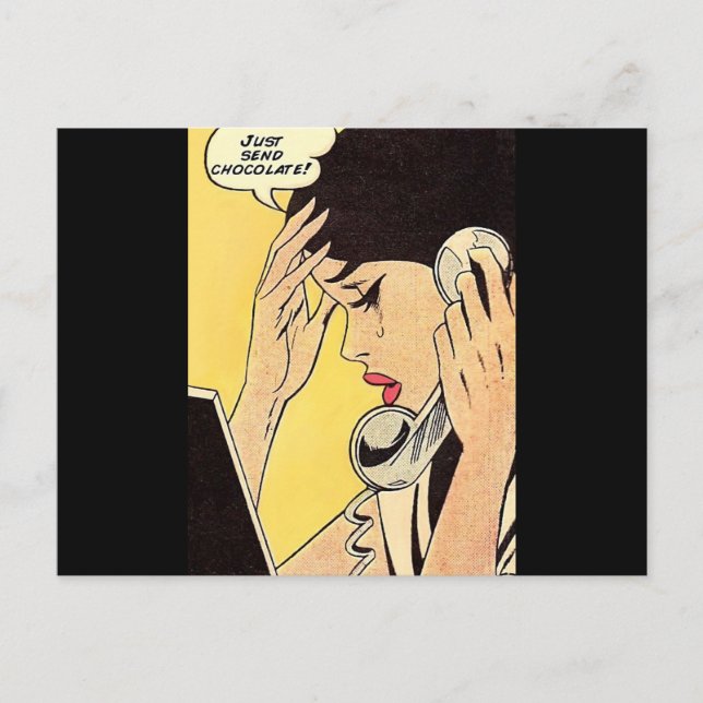 Cartão Postal Apenas mande a arte em quadrinhos de Chocolate Vin (Frente)