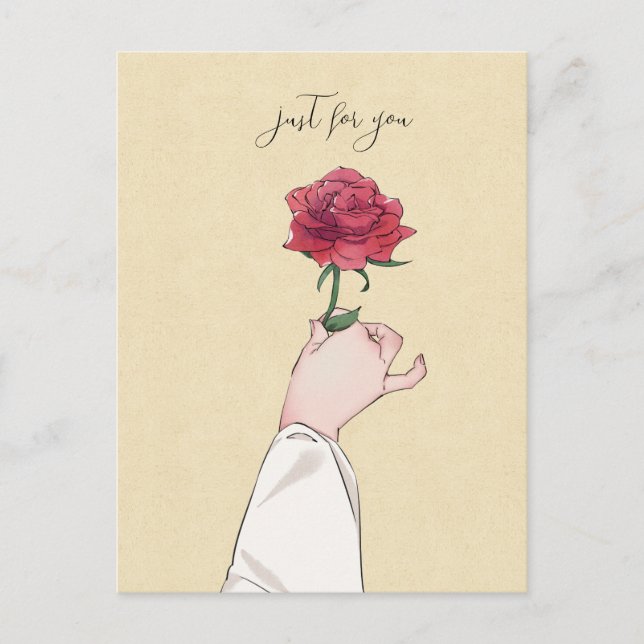 Cartão Postal Apenas para sua rosa vermelha (Frente)