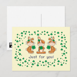 Cartão Postal Apenas para Você. Coelhinhos Doces Dia de São Patr