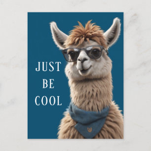 Cartão Postal Apenas Seja Legal Sorriso Llama Óculos de Sol Alpa