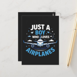Cartão Postal Apenas um garoto que ama aviões 
