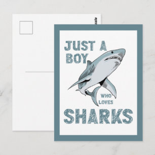 Cartão Postal Apenas um garoto que ama o Shark Lover