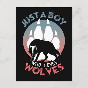 Cartão Postal Apenas um menino que ama lobos