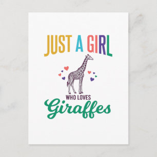 Cartão Postal Apenas uma garota que ama girafas desenho vetorial