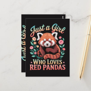 Cartão Postal Apenas Uma Garota Que Ama Pandas Vermelhos