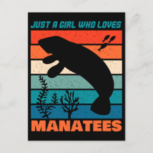Cartão Postal Apenas Uma Menina Que Ama Os Manatés Retro Animal