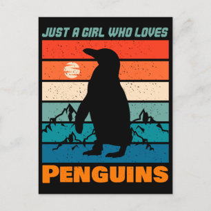 Cartão Postal Apenas Uma Menina Que Ama Pinguins, Retro Animal