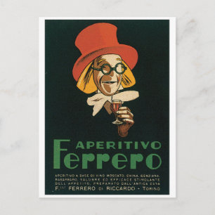 Cartão Postal Aperitivo Ferrero Torino Itália Vintage Art