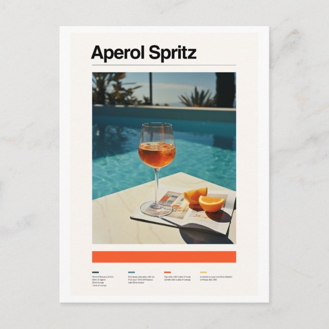 Cartão Postal Aperol Spritz e Piscina de natação (Frente)