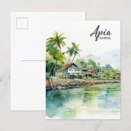 Cartão Postal Apia Samoa Watercolor Viagem