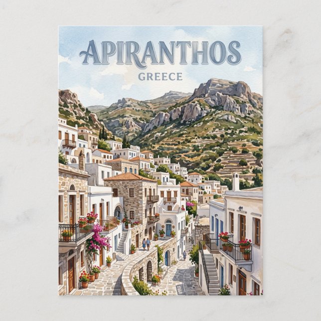Cartão Postal Apiranthos Grécia (Frente)