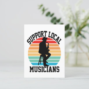 Cartão Postal Apoie Músicos Locais Para Amantes de Música