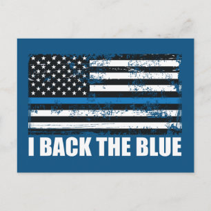 Cartão Postal Apoie o Azul Linha Azul Fina Bandeira EUA MAGA WWG