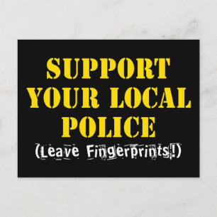 Cartão Postal Apoie sua Polícia Local - Deixe Impressões Digitai
