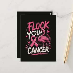 Cartão Postal Apoio ao Guerreiro do Câncer de Mama Flamingo Rosa