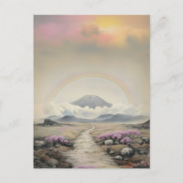 Cartão Postal Após a chuva (Arte de Paisagem Japonesa com Aquare