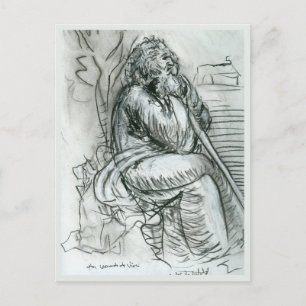 Cartão Postal Após o autorretrato de Leonardo da Vinci