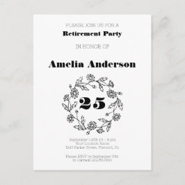 Cartão Postal Aposentação de rabo preto de flores modernas