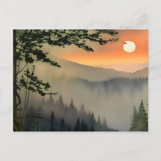 Cartão Postal Appalachian Sunrise Watercolor Arte Digital