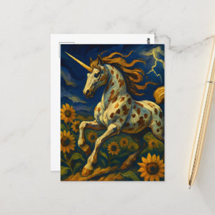 Cartão Postal Appaloosa Unicorn em tempestade