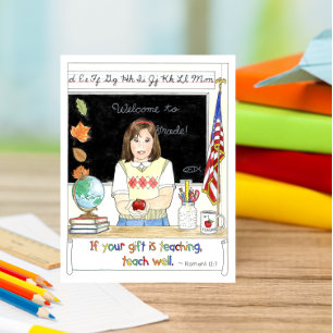 Cartão Postal Apple for the Teacher Inspirational Postcard