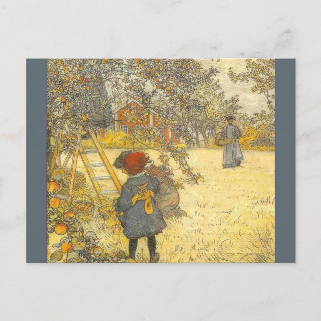 Cartão Postal Apple Harvest de Carl Larsson (Frente)