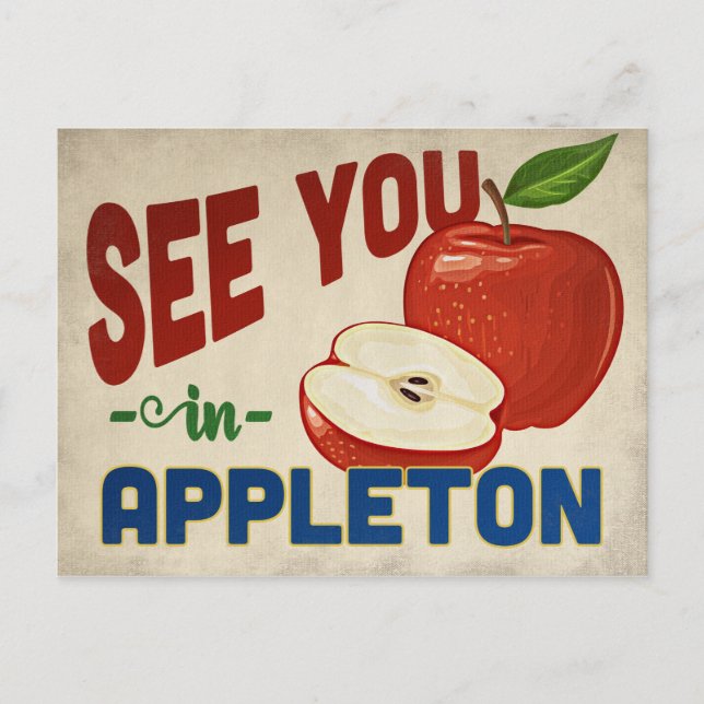 Cartão Postal Appleton Wisconsin Apple - Viagens vintage (Frente)