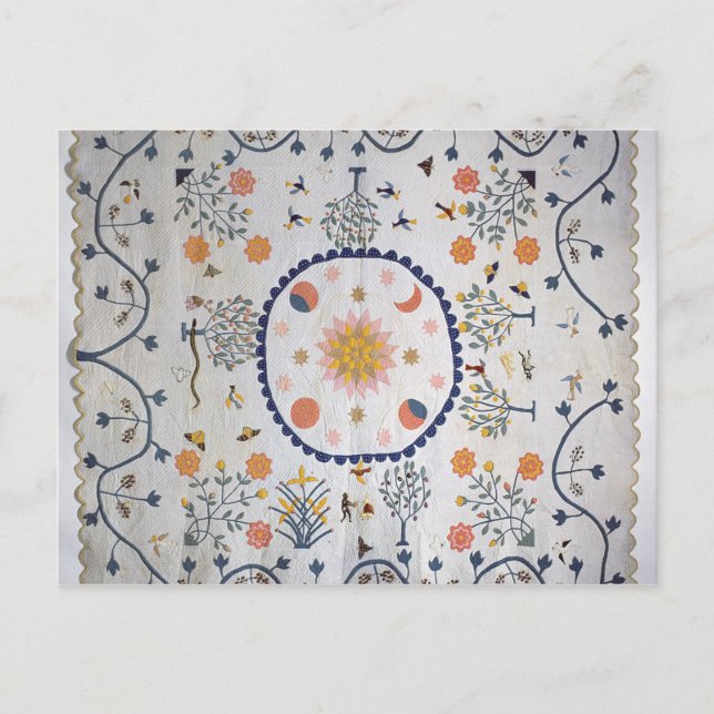 Cartão Postal Applique a edredão com Sun, lua, estrelas (Frente)