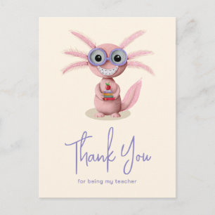 Cartão Postal Apreciação ao Professor Cute Axolotl