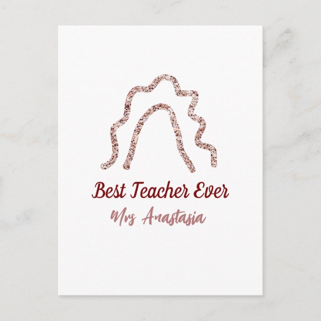 Cartão Postal Apreciação do professor de arco-íris com brilho de (Frente)