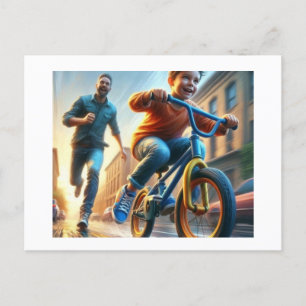 Cartão Postal Aprendendo à Criança na Bicicleta, Cartão-postal