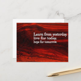 Cartão Postal "Aprender, viver, esperar" Citação Inspiracional