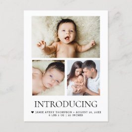 Cartão Postal Apresentando fotos personalizadas do bebê 3 fotos 